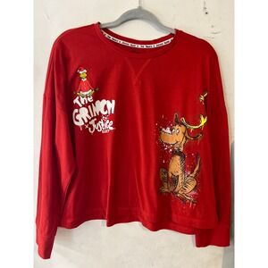 The Grinch Justice‎ Sleep Red Long Sleeve Graphic Top Kids XLarge Grinchmas